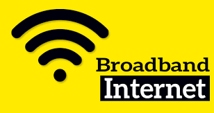 Words Broadband internet yellow sign