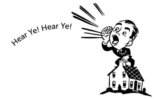 Man yelling hear ye! hear ye!