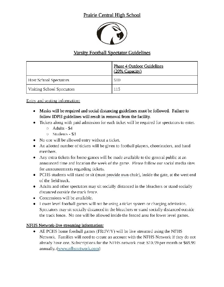 PC football spectator guidelines