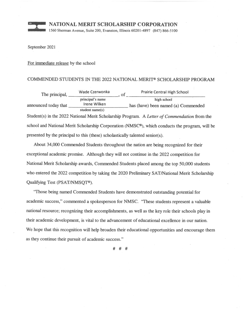 Letter of Commendation